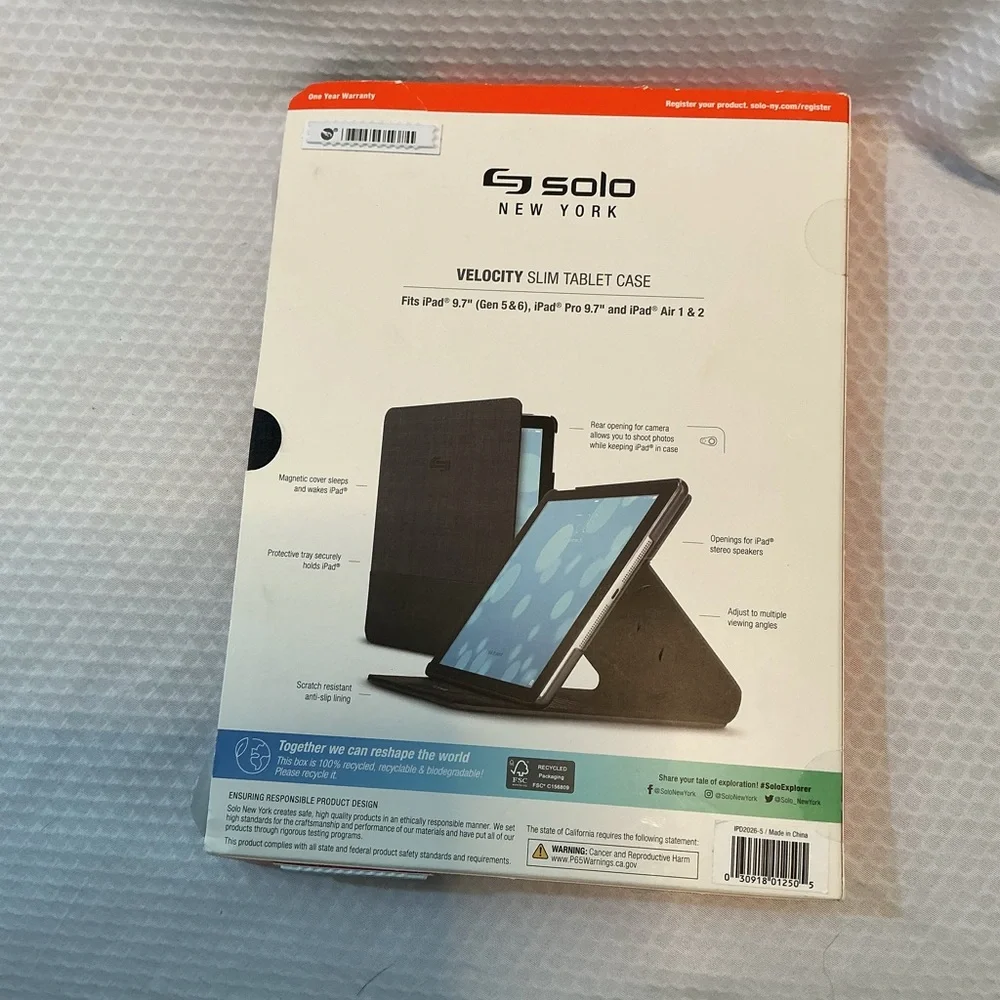 Black Velocity Slim Tablet Case for iPad 9.7 Gen 5,6,iPad pro 9.7,iPad air 1,2 .